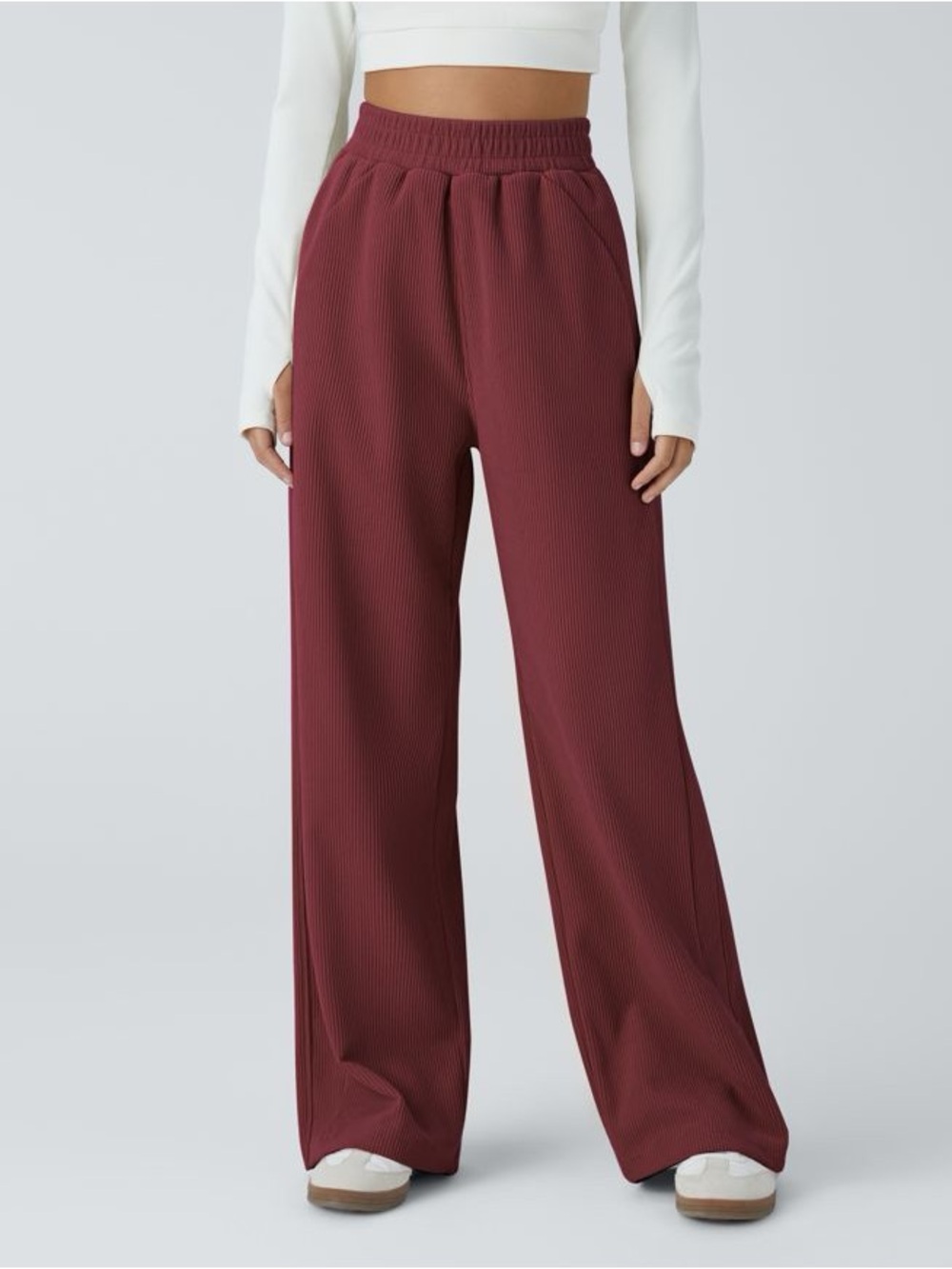 HALARA High Waisted Pocket Straight Leg Baggy Mop Corduroy Casual Pants Size Med